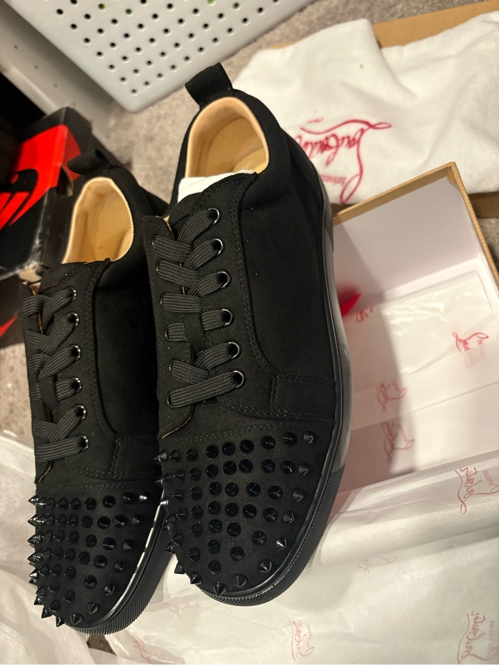 Christian Louboutin Black Studded Low-Top Sneakers